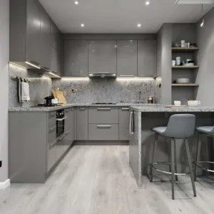 Modern Particleboard Kitchen Cabinet Manufacturer Custom Solutions for Apartment Projects and Real Estate Developers