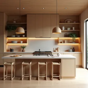 Modern Style Full Set Eco-Friendly Kitchen Furniture Customizable Particle Board Melamine Kitchen Cabinet for Apartment Project