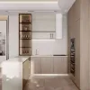 Modern Waterproof PVC and Glass Mini Kitchen Cabinet with Hanging Organizer for Bulk Apartment Project Use