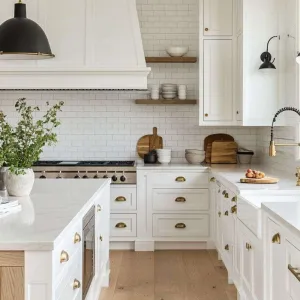 Modern White Shaker Kitchen Cabinet Lacquer Finish Factory Price Complete Kitchen Island Furniture Includes Granite Countertop