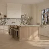 Modern Wood Veneer Kitchen Cabinet Plywood Kitchen Island Solid Wood Kitchen Cabinet for Apartment Villa Project