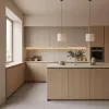 Modular Durable Laminate Plywood Modern Kitchen Island Cabinets with Backsplash for Bulk Apartment Projects