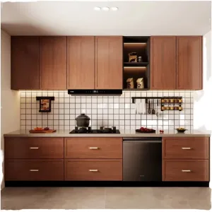 Modular Kitchen Cabinet Set Sink Hinge Antique Design Plywood Construction Full Home Kitchen Solutions Island 3-Year Warranty