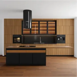 One Stop Cabinets Modern Custom MDF Base Island Kitchen Cabinets Eco-Friendly Fireproof Stainless Steel Countertops Apartment