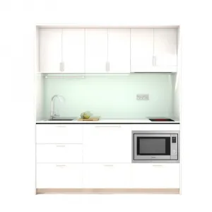 One-Stop Modular Particleboard PET Kitchen Cabinet Solution for Apartment Hotel Projects Bulk Customization OEM Service