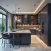 One-Stop Solution for Bulk Apartment Projects Modern Waterproof Glass Melamine Prefabricated Complete Kitchen Cabinet Sets