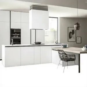 One-stop Cabinet Solution for Real Estate Developer Particleboard Matt White Modern Kitchen Cupboard Full Set Kitchen Cabinets