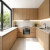 One-stop Cabinet Solution for Villa Developer Modern Full Kitchen Cabinet Set PET Wooden Island Particleboard Kitchen Cabinets