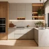 Particle Board Kitchen Cabinet HPL Panel High Gloss Melamine Finish Modern Eco-Friendly Glass Kitchen Cabinet Set