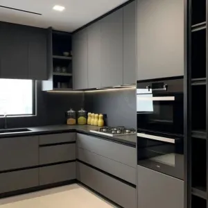 Philippine Apartment Project Modern Minimalistic Designs Small Modular L-Shaped Wooden Matte Home Complete Kitchen Cabinets Set