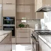 Philippine Villa Project Custom Modern European White Laminate Thermofoil Finish Smart Plywood Island Kitchen Total Project