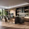 Professional Modern Lacquer Solid Wood Modular Kitchen Cabinets Set Glass Granite Countertop for Home Design Dining Villas Malls