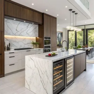 Professional Supplier Custom Modern Luxury Particleboard Kitchen Cabinet Complete Set Sink Faucet Glass Drawer Baskets for Villa