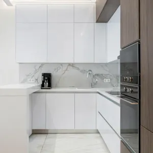 Project Design Wooden Kitchen Cabinet Plywood Chipboard MDF Kitchen Cupboard Island Storage Cabinet for Apartment Project