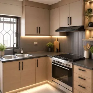 Real Estate Project Kitchen Cabinets Supplier Plywood OSB Particleboard PET Laminated Bulk Construction Solution
