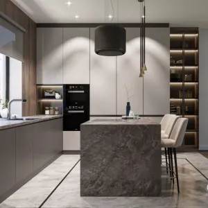 Small Full Kitchen Cabinet Set Modular Eco-Friendly Modern Durable Melamine Particleboard Glass Cupboard Kitchen Cabinet