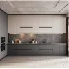 USA Apartment Project Modern Small Wood MDF Plywood Laminate Eco-Friendly Fireproof Smart Kitchen Island Cabinet Set Sink
