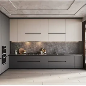 USA Apartment Project Modern Small Wood MDF Plywood Laminate Eco-Friendly Fireproof Smart Kitchen Island Cabinet Set Sink