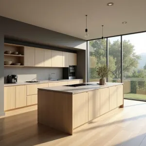 Villa Home Pull-Out Eco-Friendly Modular Kitchen Cupboard Particleboard MDF PVC Furniture Melamine Board Kitchen Cabinet