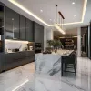 Villa Project Factory Whole House Lacquer Glass Kitchen Cabinets Set Quartz Stone Countertops Melamine Design Dining