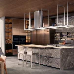 Villa Project Frameless Glass Surface Melamine Board Modern Kitchen Cabinets with Faucet Water-Resistant Dining Furniture Set