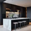 Villa Project Modular Eco-Friendly Luxury Modern Glass Kitchen Cabinet with Mall and Dining Solutions