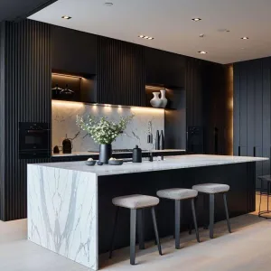 Villa Project Modular Eco-Friendly Luxury Modern Glass Kitchen Cabinet with Mall and Dining Solutions