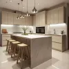 Villa Whole House Custom Project Modern Particle Board Melamine Kitchen with Island Designs Complete Full Kitchen Cabinets Set