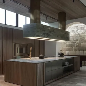 Wholesale American Villa Modern Modular Eco-Friendly Kitchen Wall Cabinets with Solid Wood Glass Doors Faucet Design Island