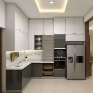 Wholesale Contemporary PET Kitchen Cabinets for Apartment Buildings and Residential Projects