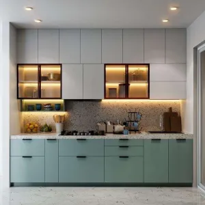 Wholesale Custom PET Flat Panel Modern Kitchen Cabinets Full Set One-Stop Service for Bulk Projects