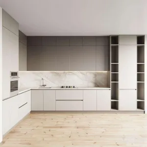 Wholesale Custom PET Particleboard Kitchen Cabinets Full Set for Apartment and Residential Project Contractors