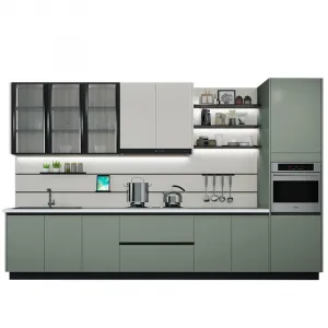 Wholesale Hotel Apartment Kitchen Project Supplier Customized Modern Melamine Particleboard Kitchen Cabinet with Countertop