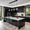 Wholesale Modern Luxury Lacquer Melamine Board Modular Kitchen Cabinets Backsplash Glass Faucet for Dining Villa Home Decoration