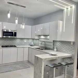 Wholesale Project Kitchen Cabinets for Real Estate Development Plywood Particle Board OSB PET Melamine System