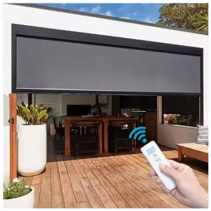 Automatic Motorized Sunshade Windproof and Waterproof Outdoor Roller Blinds and Outdoor Blackout Zip Track Roller Blinds