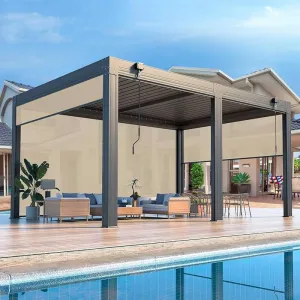 Custom Size Waterproof Aluminum Pergola Motorized Louvered Canopy Roof Aluminum Garden Pergola