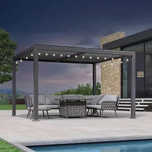 Outdoor Garden Automatic Bioclimatica 2x3 Pergola Motorized Folding Electric Fully Retractable Louver Roof Pergola