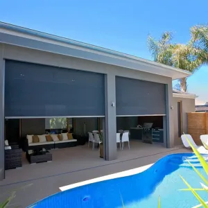 Outdoor Pergola Windproof Roller Blinds Waterproof Patio Outdoor Shade Manual Outdoor Blinds