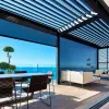 Outdoor Retractable Pergola Heavy Duty Metal Frame Pergola with Adjustable Sun Shade Canopy Modern Backyard Pergola