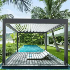 Pergola Motorised Patio Aluminum Waterproof Garden Furniture Outdoor Roof Louver Gazebo Pergola Bioclimatique