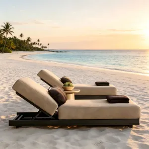 Aluminum Alloy Waterproof High End in Pool Furniture Water Sun Bed Lounge Chairs Tanning Ledge Beach Side Chaise Lounge