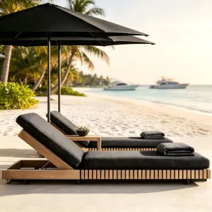 Best Price All Weather Outdoor Furniture Villa Swimming Pool Solid Wood Sunbed Beach Chair Sun Lounger