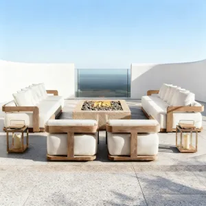China Guangdong Factory Teak Outdoor Sofa Set Support Drop Shipping Cross Border Pack Waterproof Garden Patio Teak Furniture