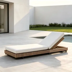 Commercial Grade Outdoor Sunbed Reclining Teak Chaise Lounge Pool Side Furniture for Resort Villa Bulk Order