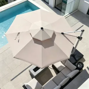 Commercial Outdoor Cantilever Umbrella Wind Resistant Patio Offset Parasol Custom Color for Resort Pool Side