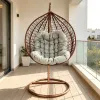 Commercial Outdoor Hanging Egg Chair PE Rattan Swing Chair With Cushion Custom Color for Villa Balcony Project