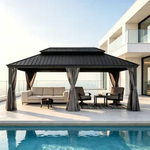 Custom Large Outdoor Hardtop Gazebo 10'x20' Galvanized Steel Canopy Double Ventilated Roof Patio Gazebo for Backyard G