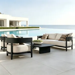 E-commerce Supplier Modern Metal Outdoor Sofa Rust Resistant Washable Fabric Patio Furniture Drop Shipping Support