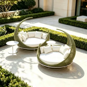 Factory Custom Luxury Outdoor Daybed Rope Weave Patio DayBed Waterproof Cushion for Resort Project Wholesale Supply